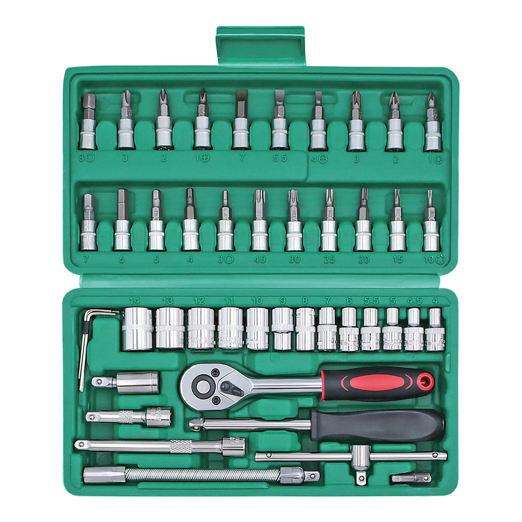Motorcycle Repair Tool Kit 1/4-Inch Socket Set Car Repair Tool Ratchet Torque Wrench Combo Auto Repairing Set Mechanic Tools CM World