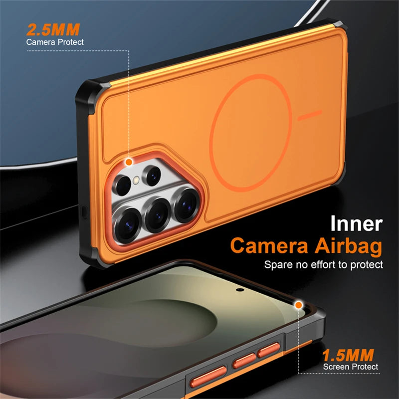 For Magsafe Magnetic Case for Samsung Galaxy S26 S25Edge S24 S23FE S22 Ultra Plus A57 A37 A17 A07 A56 A26 Armor Shockproof Cover