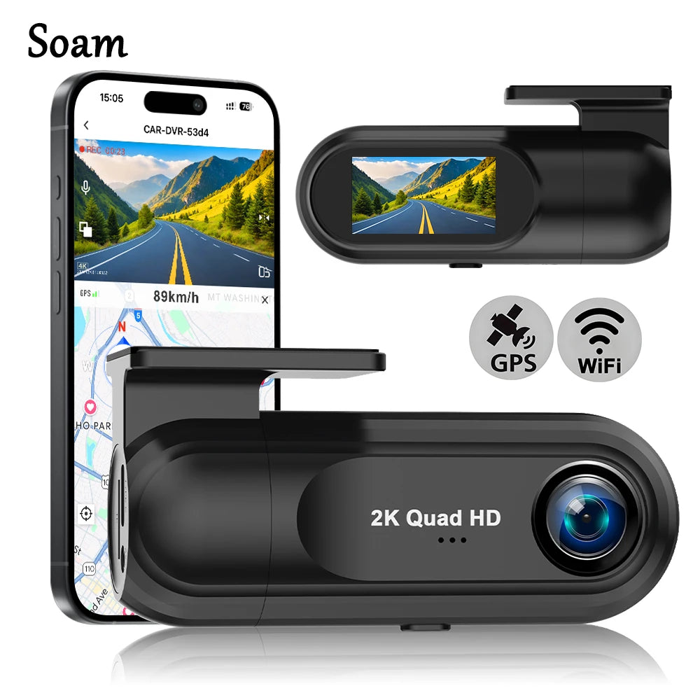 Soam﻿ 2K Dash Camera For Cars WiFi DVR Dash Cam Video Recorder Night Vision 24H Parking Monitor Dashcam Support GPS Car Mobile World
