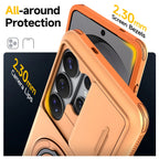 Armor Case For Samsung Galaxy S26 S25 S24 S23 S22 Ultra Plus S25FE S24FE Slide Camera Protect Ring Holder With Card Cover Funda