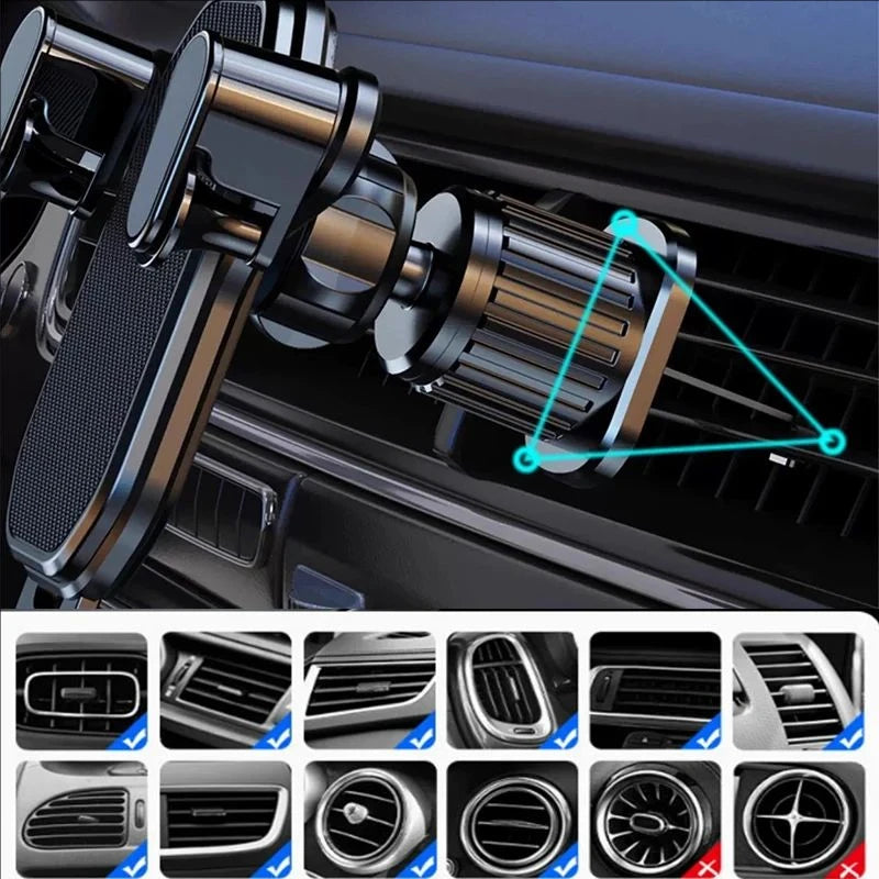 2PCS Car Phone Holder Mount Auto Locking Universal Phone Holder with Hook Clip for Car Air Vent for iPhone Samsung CM World