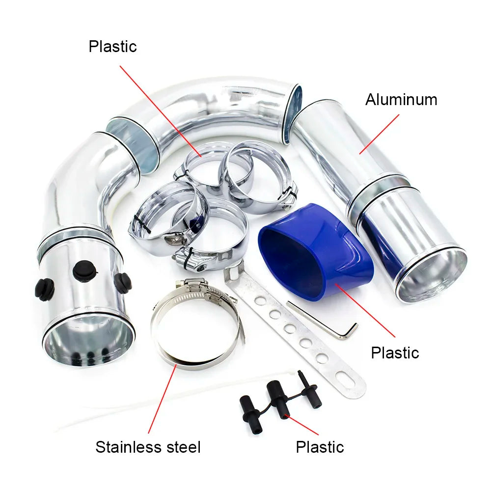 Universal 3" 76mm Air Intake Pipe Aluminum alloy intake pipe Kit Turbo direct cold air Filter injection system with air filter