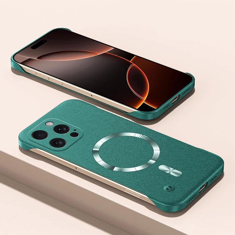 Magnet Frameless Sand Rock Matte Case For Magsafe iPhone 17 Air 16 16E 15 14 13 12 11 Pro X XR XS Max Plus Mini Ultra Thin Cover Car Mobile World