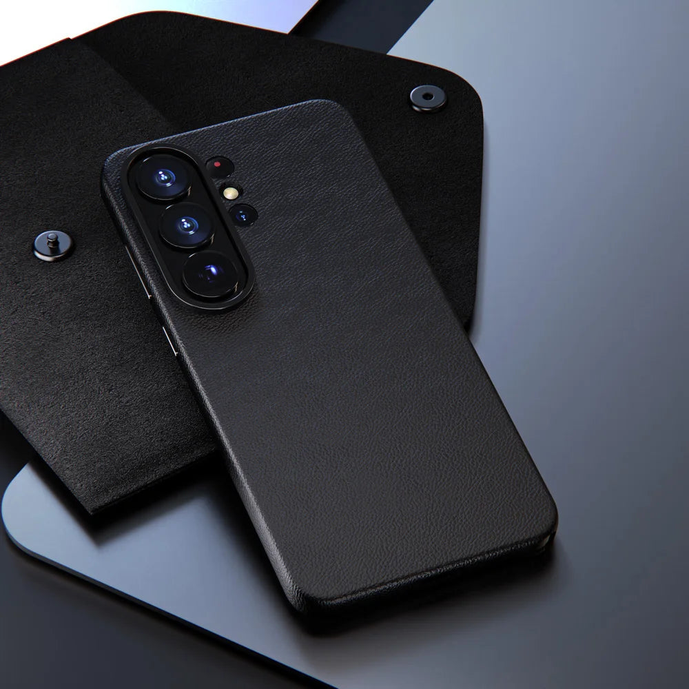Luxury Genuine Leather Case for Samsung Galaxy S26 Ultra S26+ S26 5G Strong Magnetic Cover Soft Touch Shockproof Hard Back Shell Car Mobile World