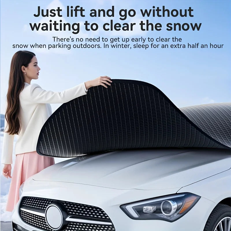 Car Cover Windshield Snow Cover Thickened Oxford Cloth Extended Hood Cover Winter Frostproof Summer UV-Protective Cover