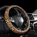 Leopard Printing Steering Wheel Cover Universal Leather Two Tone Car Interior Steering Covers Case 37-38CM Accessories CM World