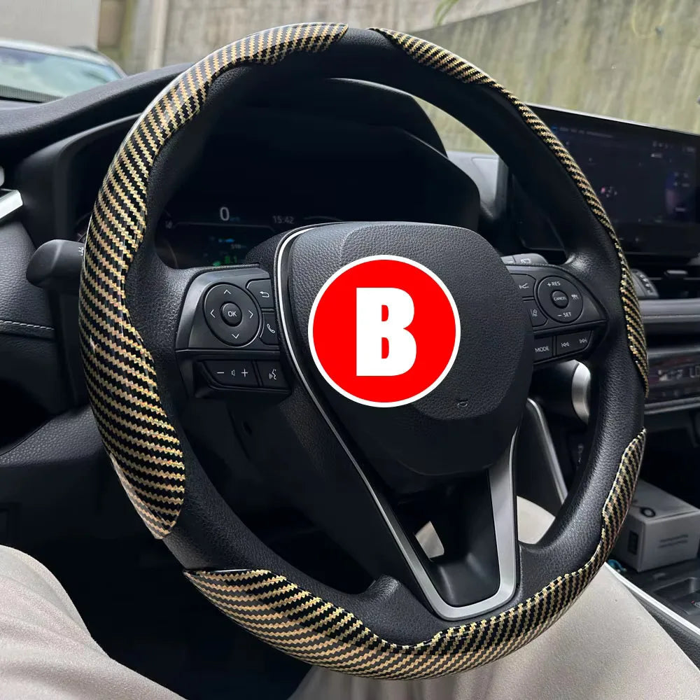3PCS Car Steering Wheel Cover Warm Winter 38cm Round Steery Wheel Universa Glossy Laser Carbon Fiber Auto Interior Accessories CM World