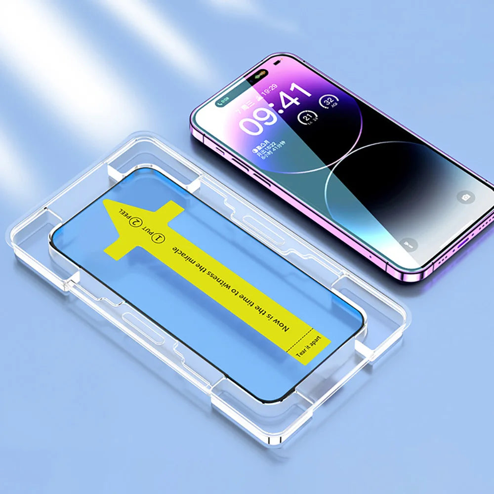 Oleophobic Coating Dust Free Screen Protector For iPhone 17 Pro Max 16 15 13 11 12 14 Pro Max SE 7 8 XR Easy Installation Glass Car Mobile World