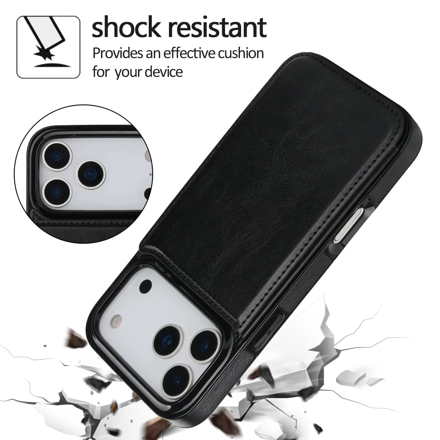 For iPhone 17/Air/17 Pro/17 Pro Max Wallet Case With Card Holder,PU Faux Leather Kickstand Card Slots Case,Double Magnetic Clasp