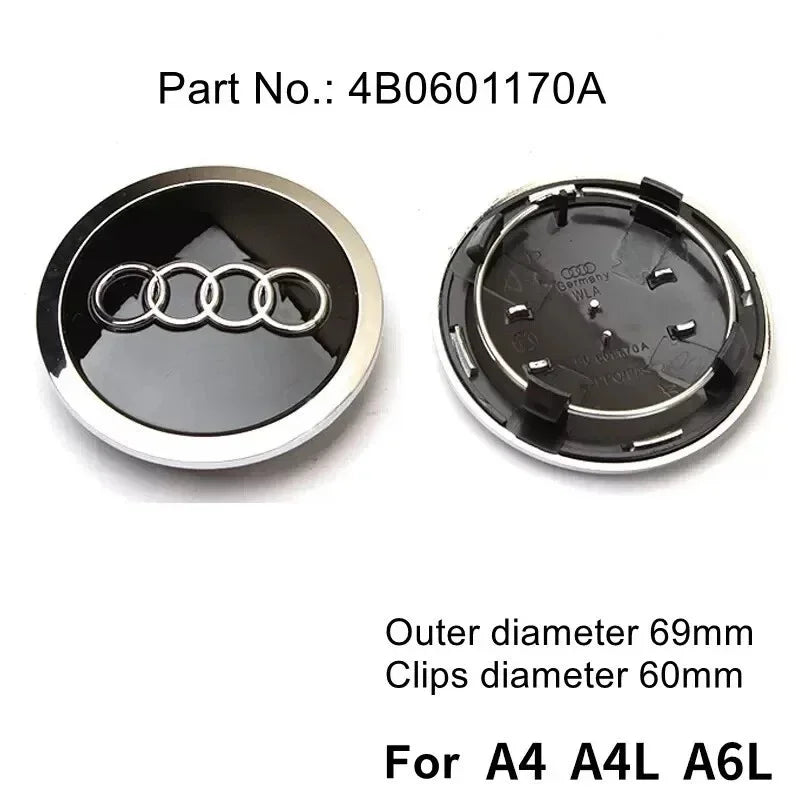 Audi 4pcs 60mm 61mm 68mm 69mm 123mm Car Styling Wheel Center Cap Hub Covers Badge for Audi A3 A4 A5 A6 A7 A8 S4 S6 Sticker CM World