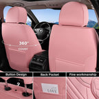 Pink Leather Car Seat Covers Full Set, Universal Waterproof Protector for Most Cars CM World