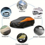 Universal Black+Orange Car Covers Outdoor Waterproof Sun Rain Snow Protection UV Auto Cover SUV/Sedan 190T Car Mobile World