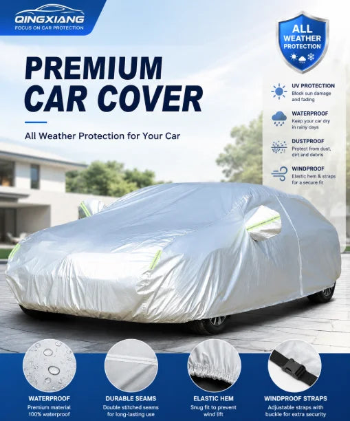 Car Cover Protect Outdoor Exterior Anti Sun Snow UV Winter Summer SUV Sedan Auto Sunshade Dustproof Waterproof  Silver