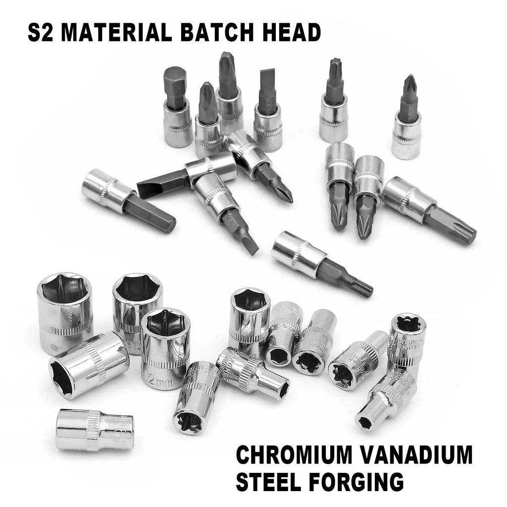 Motorcycle Repair Tool Kit 1/4-Inch Socket Set Car Repair Tool Ratchet Torque Wrench Combo Auto Repairing Set Mechanic Tools CM World