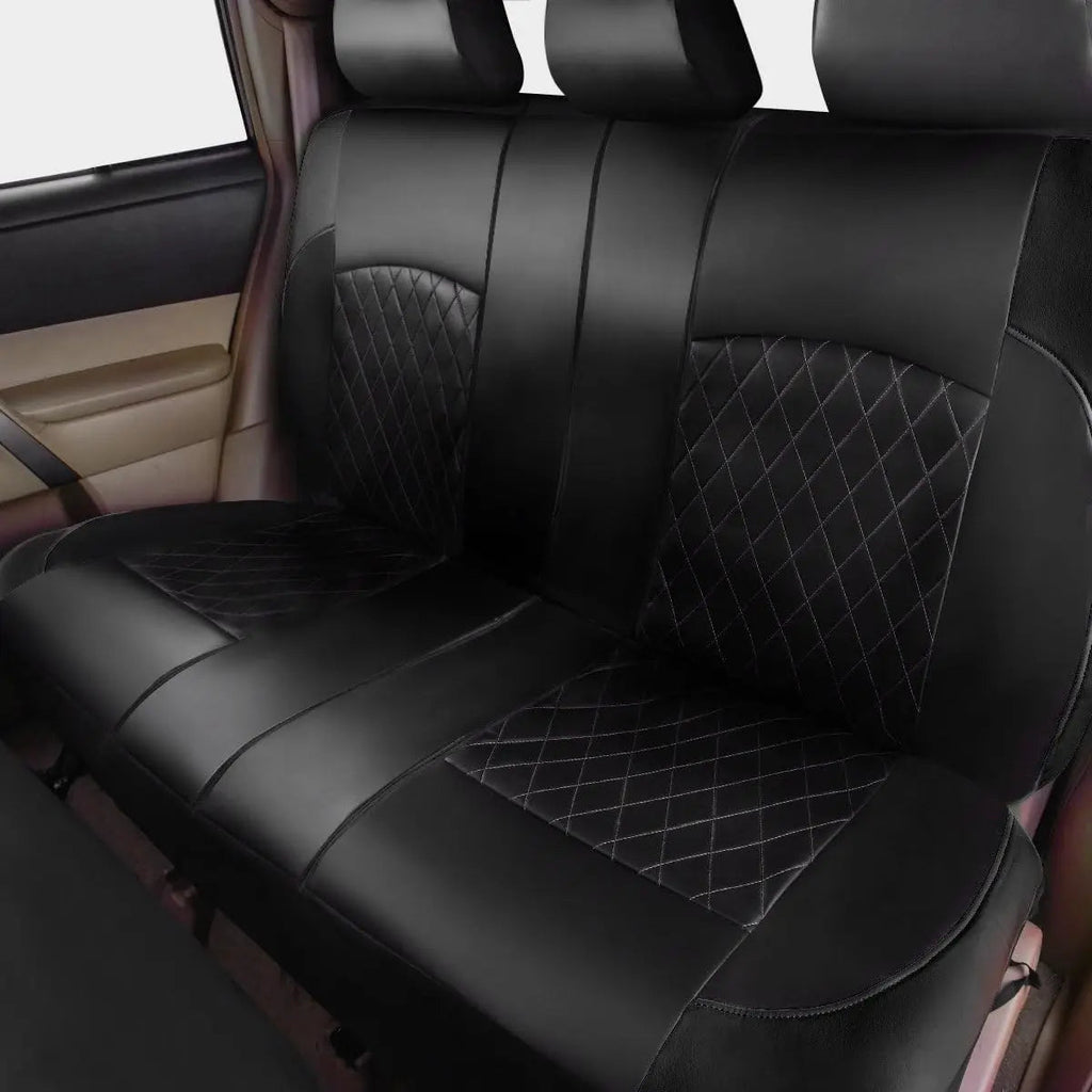 Premium Faux Leather Car Seat Covers Full Set, Airbag Compatible, Universal Fit for Cars Trucks SUVs CM World
