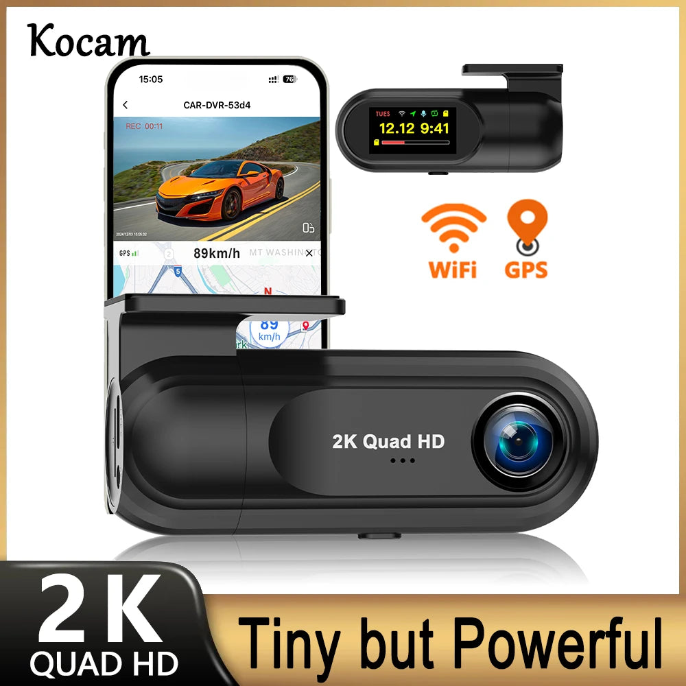 2K 2560*1440P Dash Cam WIFI GPS Car DVR Camera Video Drive Recorder Dashcam Registrar Black Box 24 Hour Monitoring Night Vision Car Mobile World