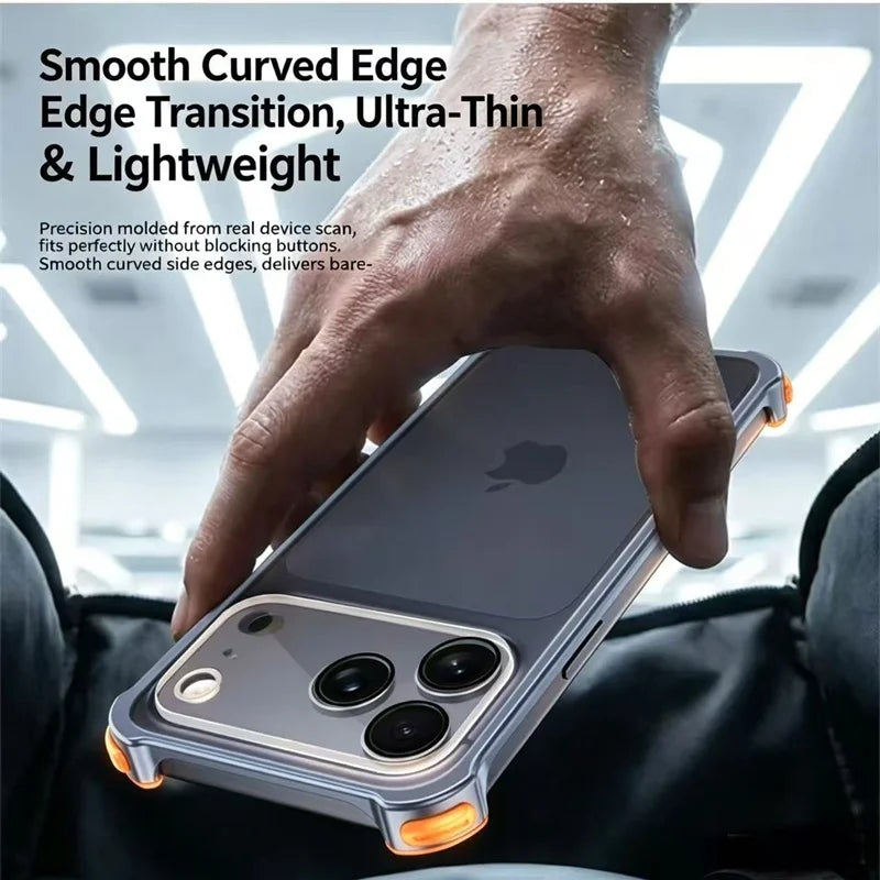 Luxury Metal Aluminum Alloy Frame Lens Protect Phone Case For iPhone 18 17 16 15 14 13 Pro Max Silicone Lining Shockproof Bumper