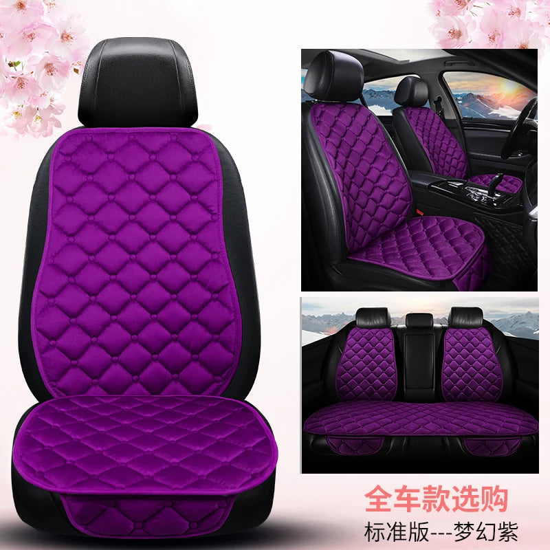 Thickened car seat cushion plush short plush anti slip warm seat cushion seat three piece set winter universal plush winter CM World