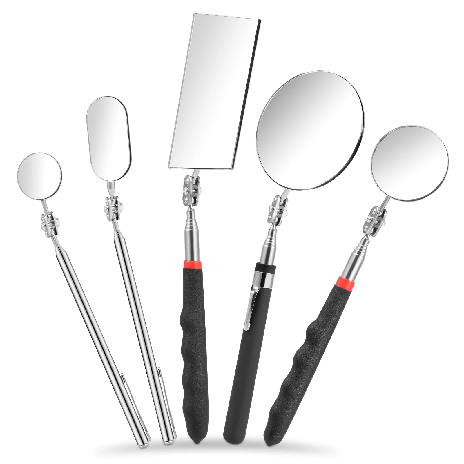 5/4Pcs Telescoping Inspection Mirrors Set Stainless Steel Retractable Mechanical Mirror 360° Rotation Mirror Inspection Tools CM World