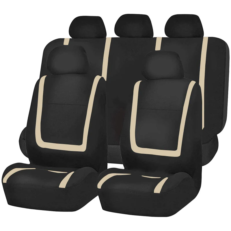 Full Set Car Seat Cover Fabric Universal Polyester Breathable Washable Suitable For Car Truck Van Suv Car Accessories Interior CM World