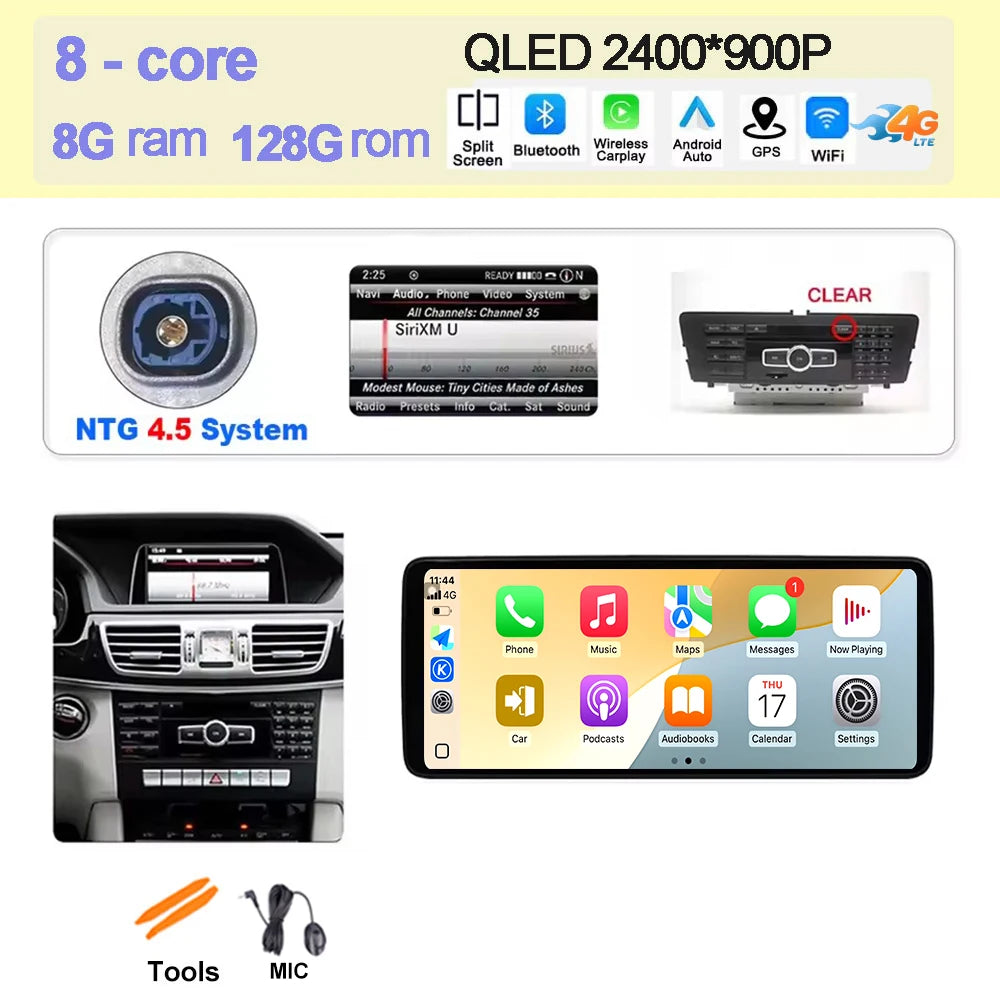 Wireless Carplay Car Radio Multimedia For Mercedes Benz E Class W212 2009 - 2016 QLED Screen 4G Android 15 Auto Accessories Ster CM World