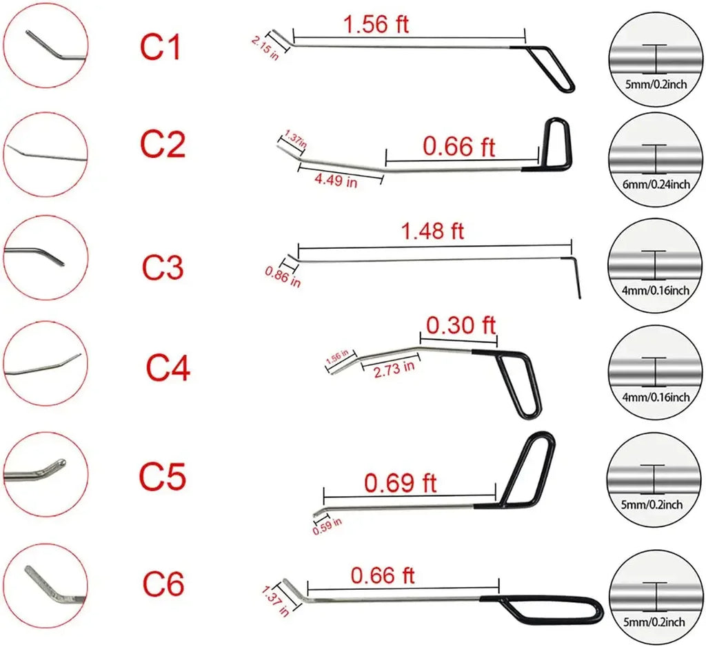 Universal Auto Body Removal Stainless Steel Crowbar Paintless Dent Repair Kit Professional Workshop Car Accessories Hands Tools CM World