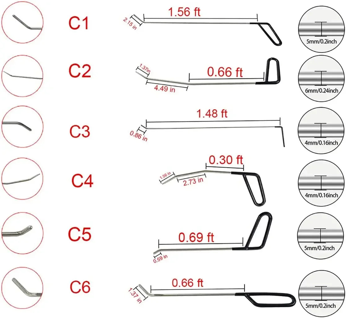 Universal Auto Body Removal Stainless Steel Crowbar Paintless Dent Repair Kit Professional Workshop Car Accessories Hands Tools CM World