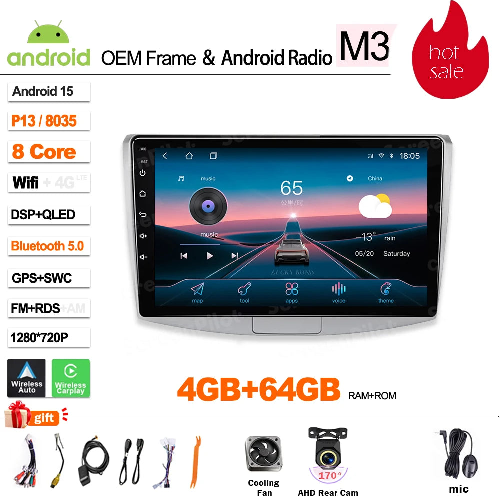 For  Volkswagen VW Passat B6 B7 B8 CC 2007- 2021 android 15 Multimedia Video Player Carplay Intelligent System Wifi 4G 8 Core CM World