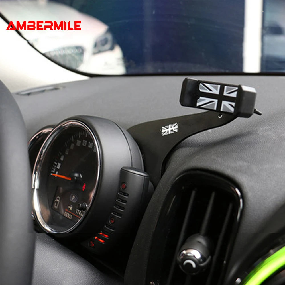 Gray Union Jack Bracket for Mini Cooper Clubman F55 F56 F54 F60 Accessories Auto Phone Holder Car Mobile Phone Mount Click CM World