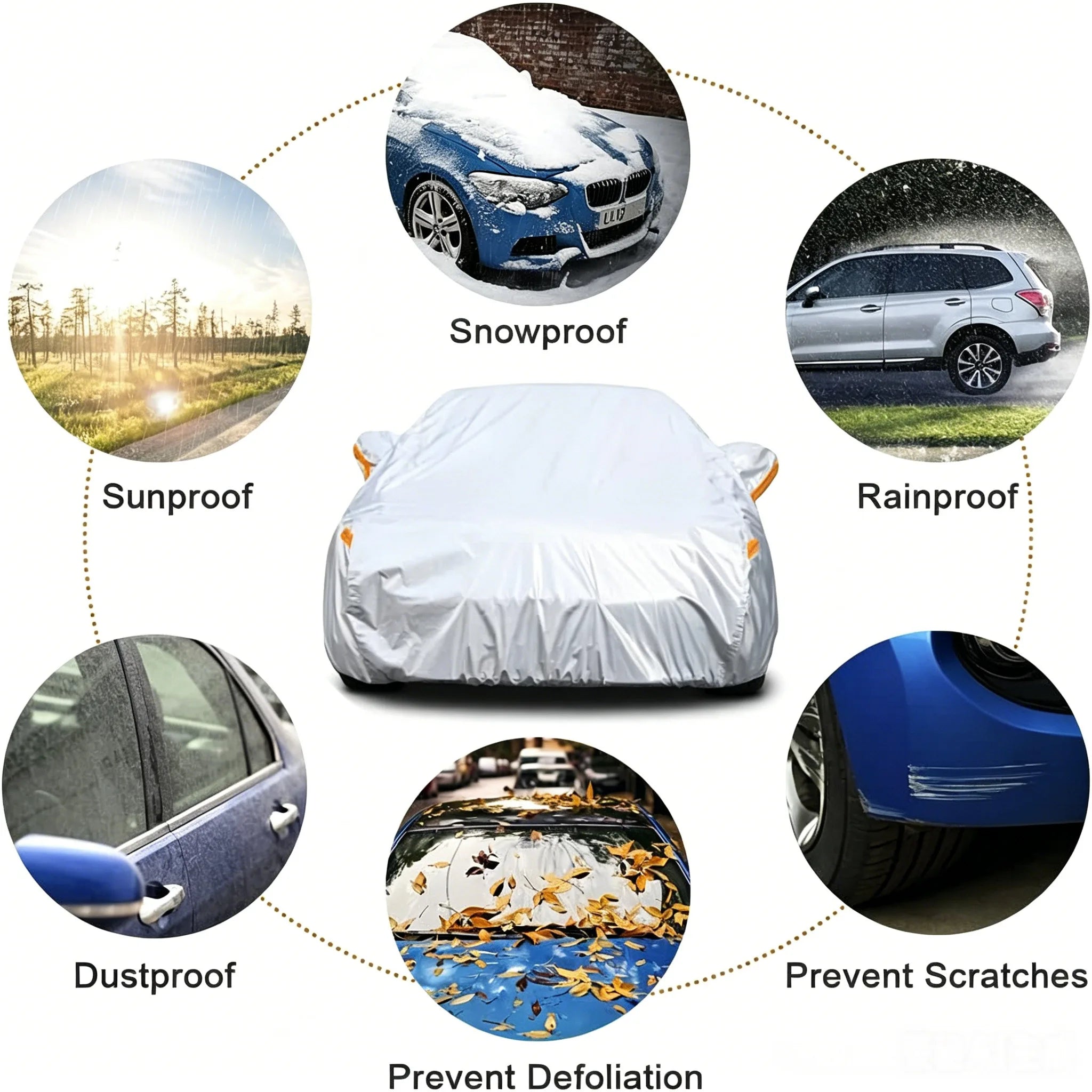 Kayme Car cover 6 Layer Heavy Duty Indoor Outdoor Waterproof Dustproof UV-protective Cover Fit for 181 x 72 x 67 inches Car Mobile World