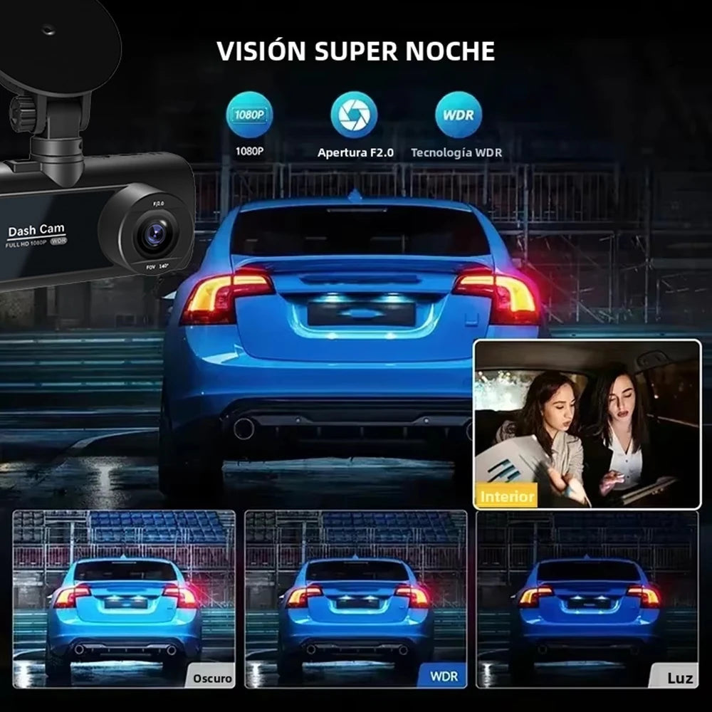 WIFI 3 Channel Dash Cam for Car 1080P Video Recorder 3/2Lens Dashcam Car DVR Front and Rear View Camera Black Box Car Accessory Car Mobile World