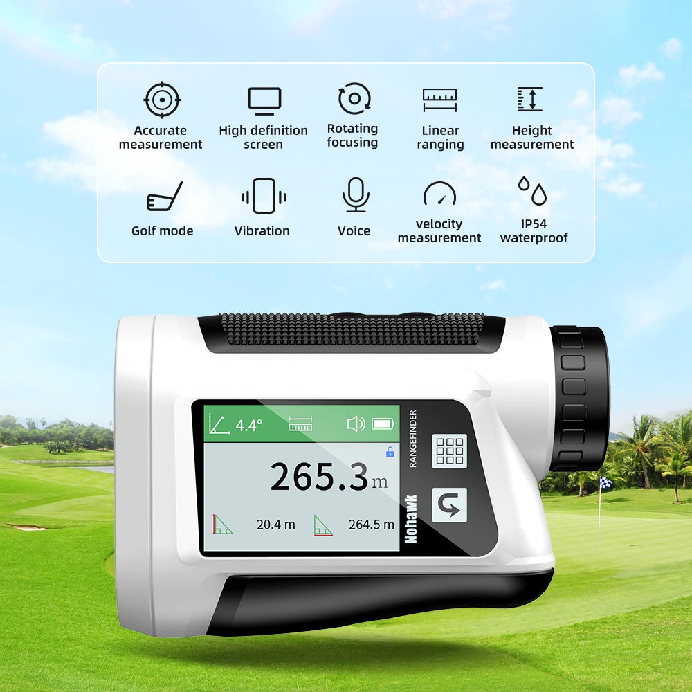 NOHAWK Multi-function Golf Rangefinder, Side Screen Display And Voice Announcement,  Flag Lock Vibration for Golfers And Hunters CM World