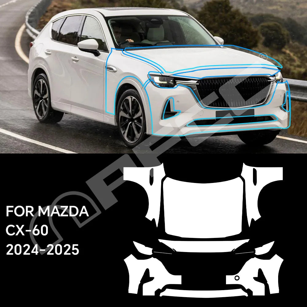 For Mazda CX-60 2024-2025 Clear Paint Protection Vinyl Film Precut Full Car Anti-Scratch UV Protection Invisible Car Wrap Film Car Mobile World