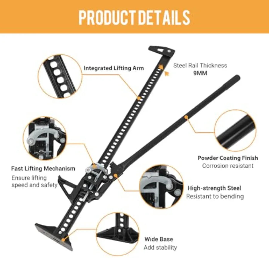 Farm Jack 60 in Ratcheting Off Road Utility High Lift Jacks 3 T 6600 LB Ccity Farm Jack for Tractor Truck Car Jeep Black (60 in CM World