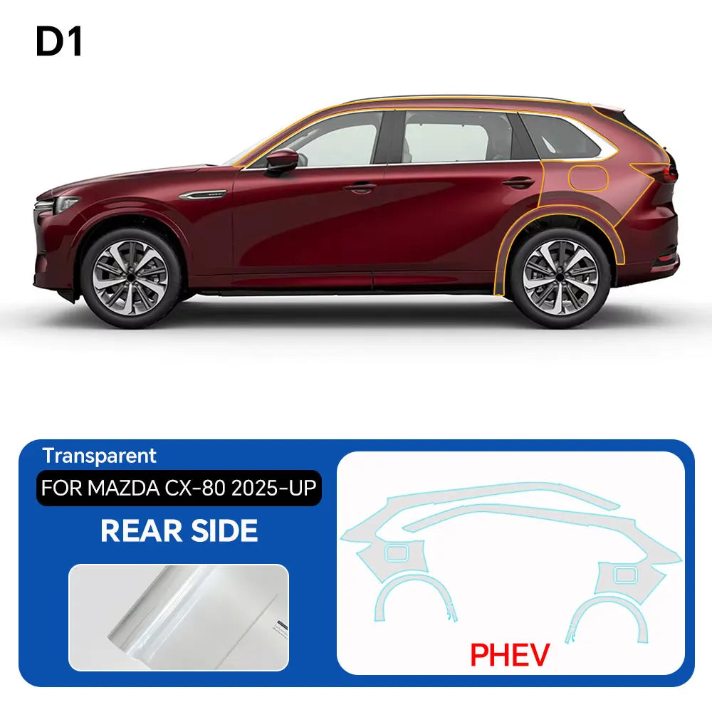 For Mazda CX-80 2025-2026 PPF Car Film 9Mil Pre-Cut Paint Protection Film TPU Invisible Anti-scratch Resistant Vinyl Wrap Film Car Mobile World