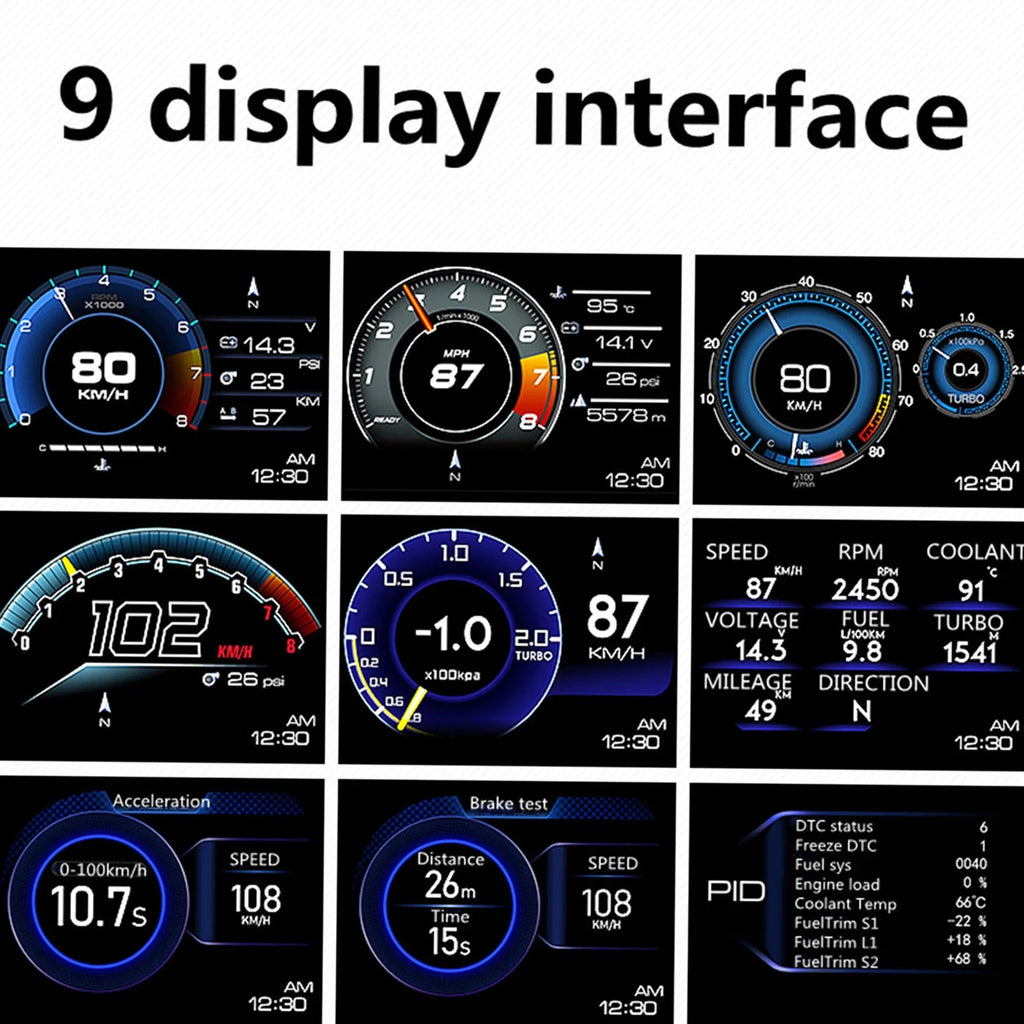 Car Head up Display, Gauge High Definition Speedometer Car Diagnostic Tool OBDⅡ+GPS Smart  OBD Fault Code Elimination CM World