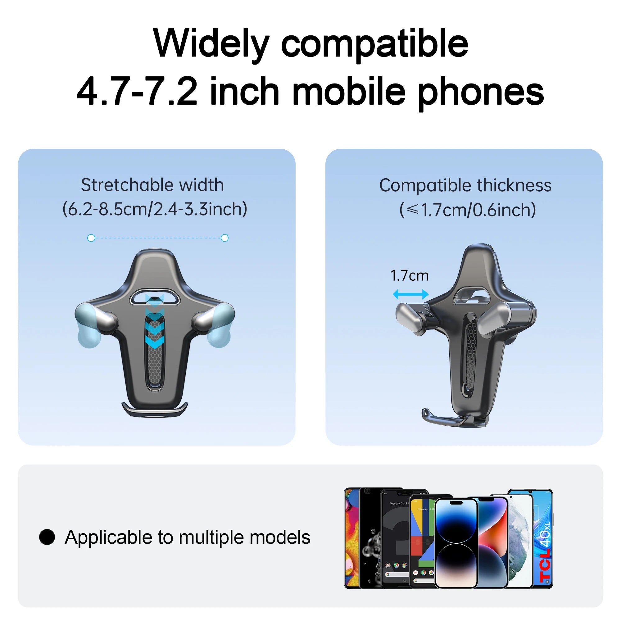 Car Vent Phone Mount, [Never Blocking Vent, Enjoy The Comfort of The A/C] Hands-Free Universal Extension Clip Air Phone Holder CM World