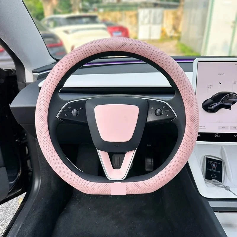 PU Leather Steering Wheel Cover for Tesla Model 3 Y highland Anti Slip Steering Replacement Protect Cover Interior Accessories CM World