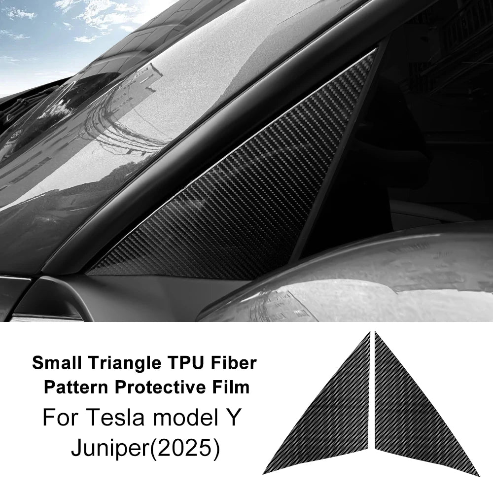For Tesla Model Y 2025 A Pillar Outer Triangle Carbon Fiber Pattern TPU Film Interior Decoration Car Modification Accessories Car Mobile World