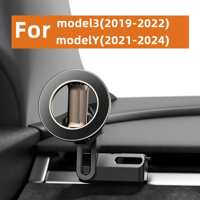 Adjustable Magnetic Car Phone Holder Mount for Tesla Model 3 Highland ModelY 2019-2024 Metal Car Phone Support Frame Accessories CM World
