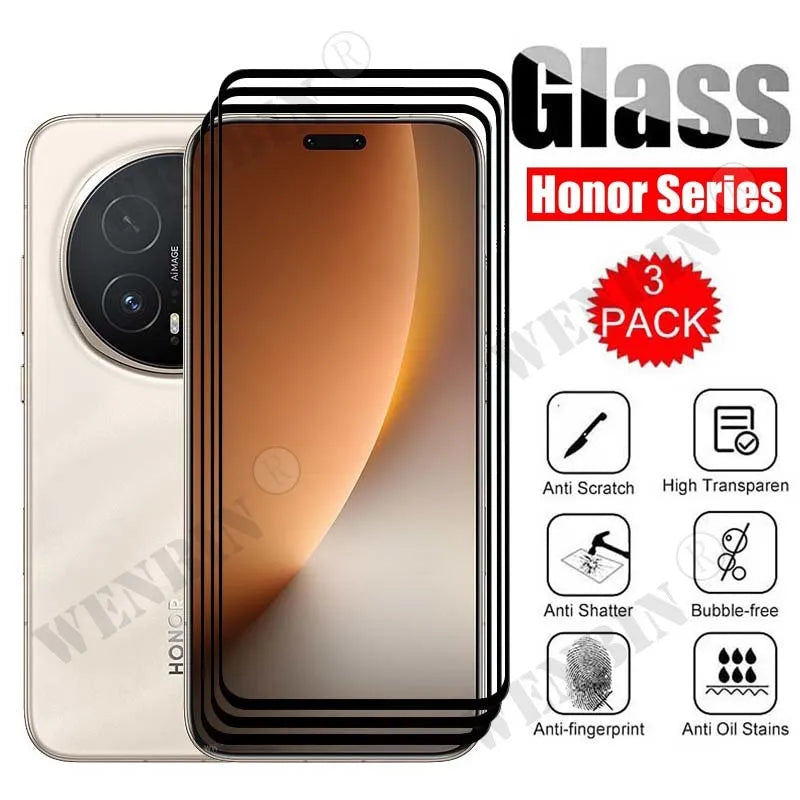 3Pcs Tempered Glass For Honor Magic 8 Pro 7 6 Pro X9 X8 X7 400 300 200 Curved Full Cover Screen Protector Car Mobile World