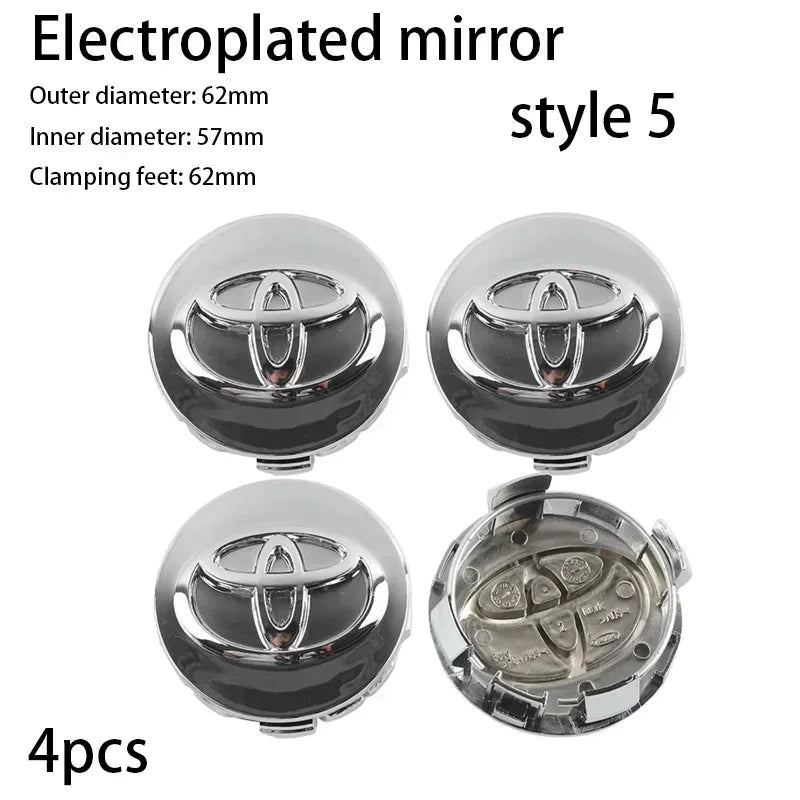 4pcs 62mm Car Styling Wheel Hub Center Caps Rim Cover Badge For Toyota Corolla Yaris CHR Rav4 Highlander Avalvn Camry accessory CM World