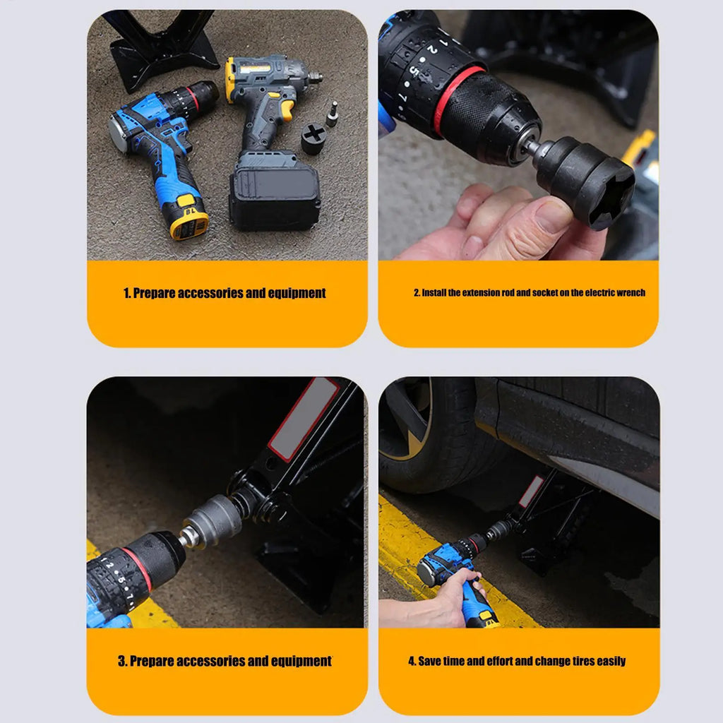 new Car Jacks Lifting Equipment Scissor Jack Adapter Rod Universal Rv Stabilizer Jack Drill Adapter Auto Accessories Tool CM World