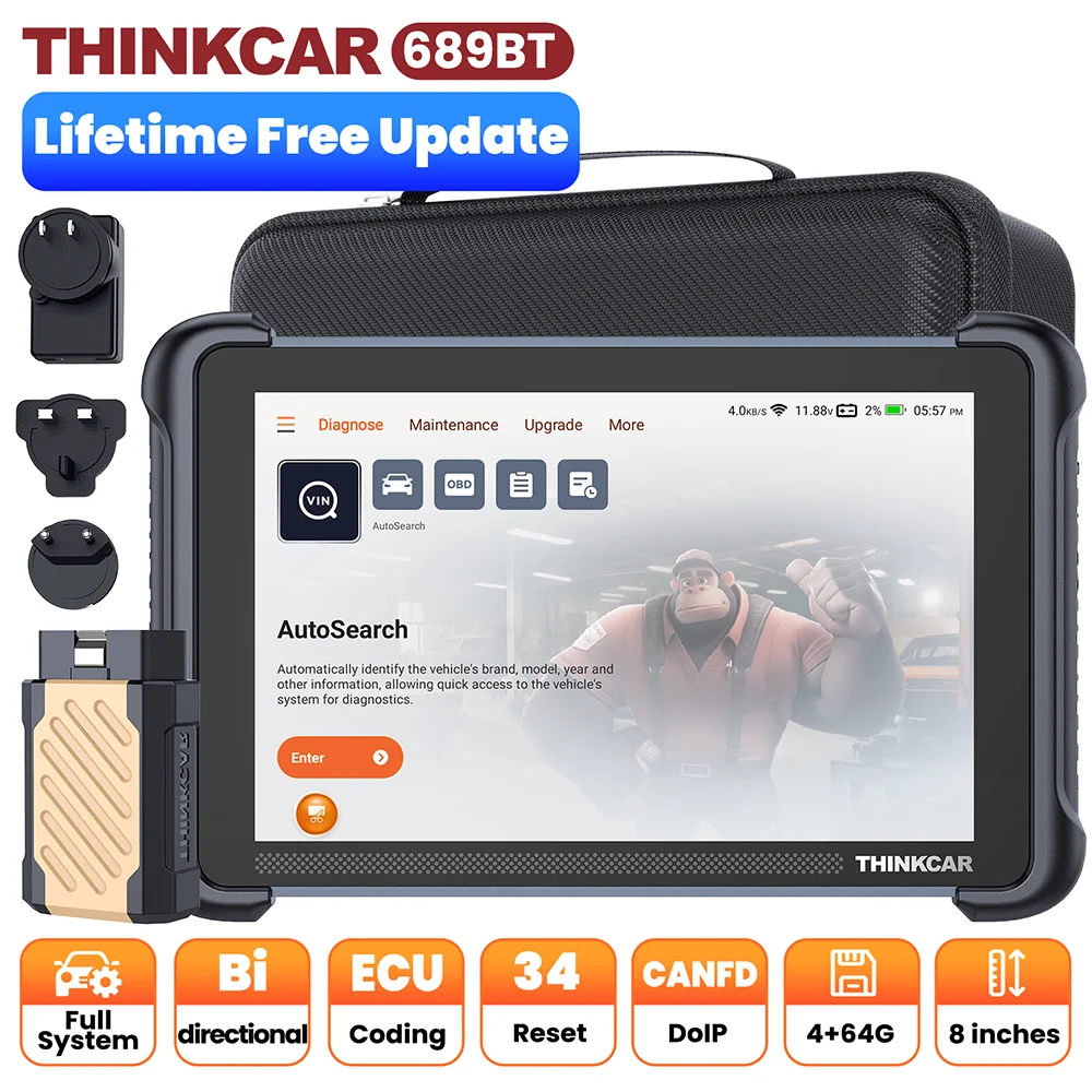 THINKCAR THINKSCAN 689BT CANFD DOIP OBD2 Diagnostic Tool 34 Reset Car Scanner Full System ECU Coding Bi-Directional Control Scan Car Mobile World