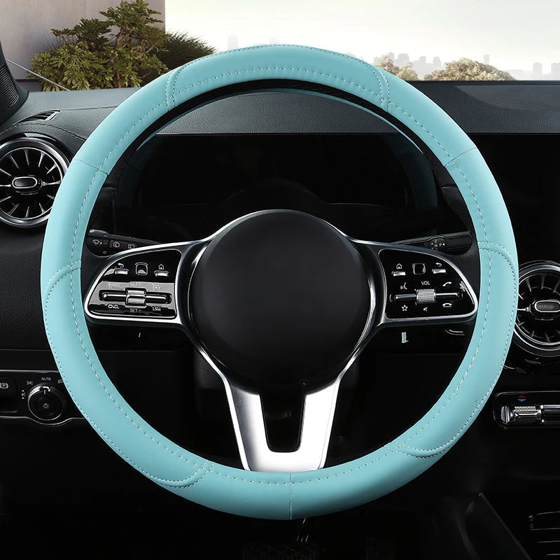 Motoptes Car Anti-Slip Leather Steering wheel Cover Universal car Steering Wheel Protective Cover Fashion Style 38cm Pink CM World