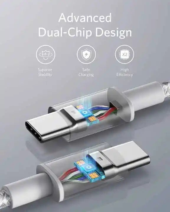Anker USB C to USB C Cable 100W 10ft New Nylon 2.0 Type C Charging Cable Fast Charge for MacBook Pro iPhone 15 Series
