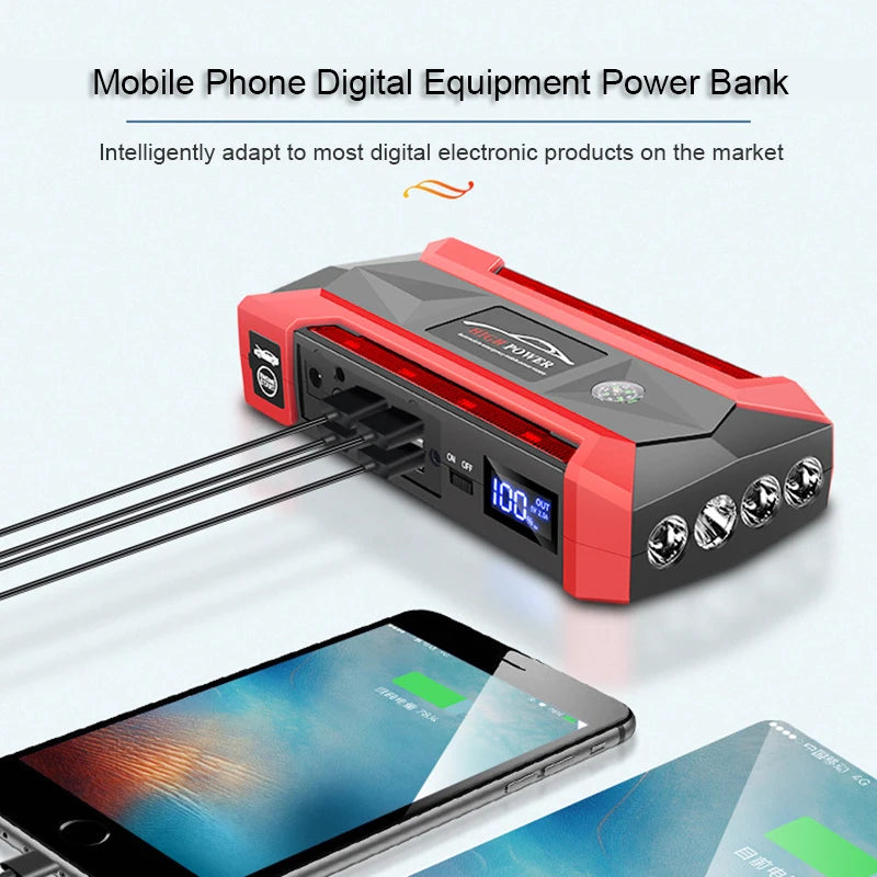 Car Battery Starter 30000mAh Portable Charger Auto Jump Starter 12V Petrol Diesel Car Emergency Booster Start Power Supply