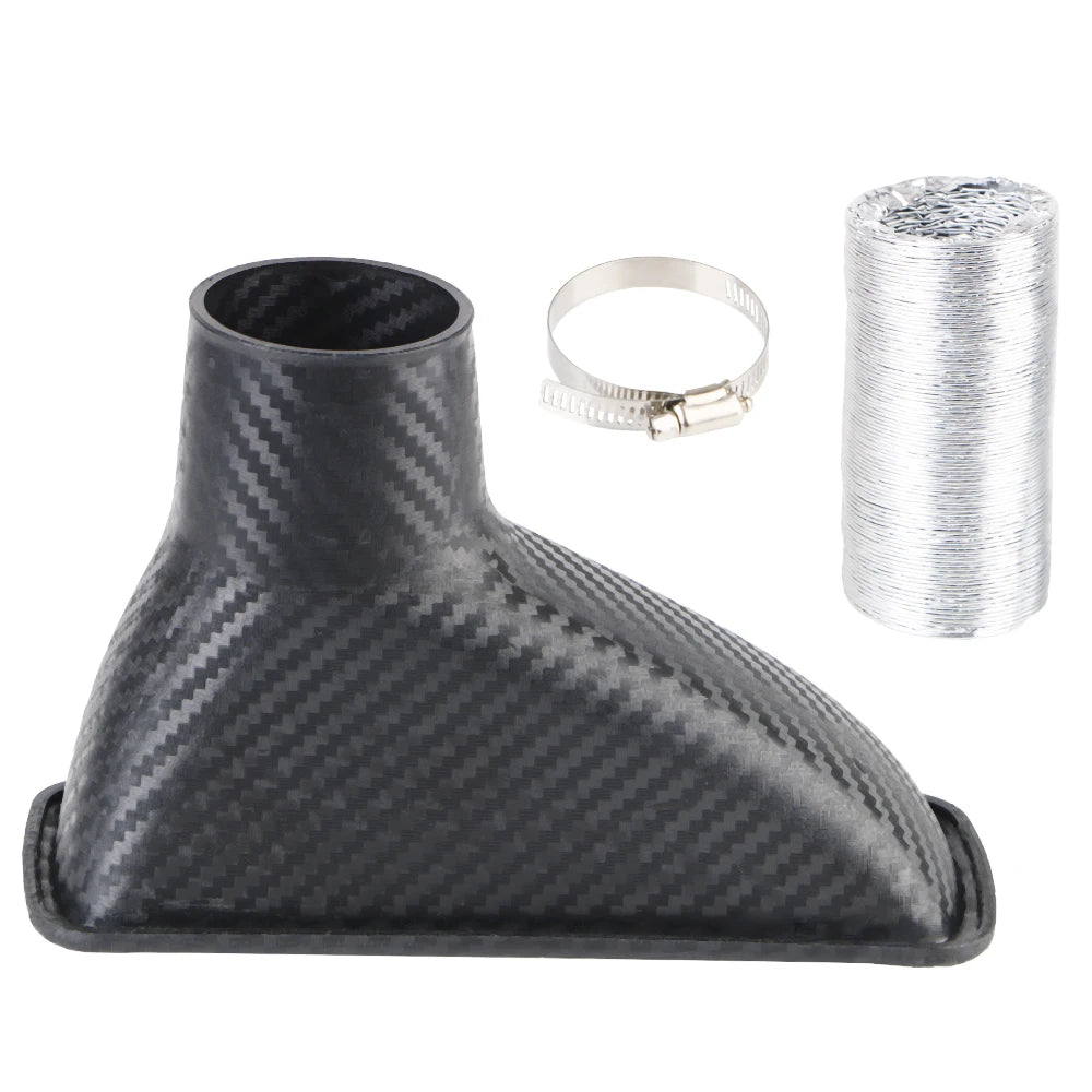 Car Front Bumper Air Intake System Air Funnel Pipe Set Air Vent Tube Kit Universal Turbo Air Inlet Tuyere Round/Square Nozzles