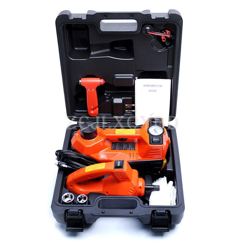 12V 5T Car Floor Jack Electric Hydraulic Car Jack with Inflator Pump LED Light for Truck Tire Repair Tool