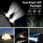 30000mAh Portable Solar Power Bank External Battery Waterproof Dual 5V 1A USB Ports LED Flashlight for iPhone Samsung Tablets Car Mobile World